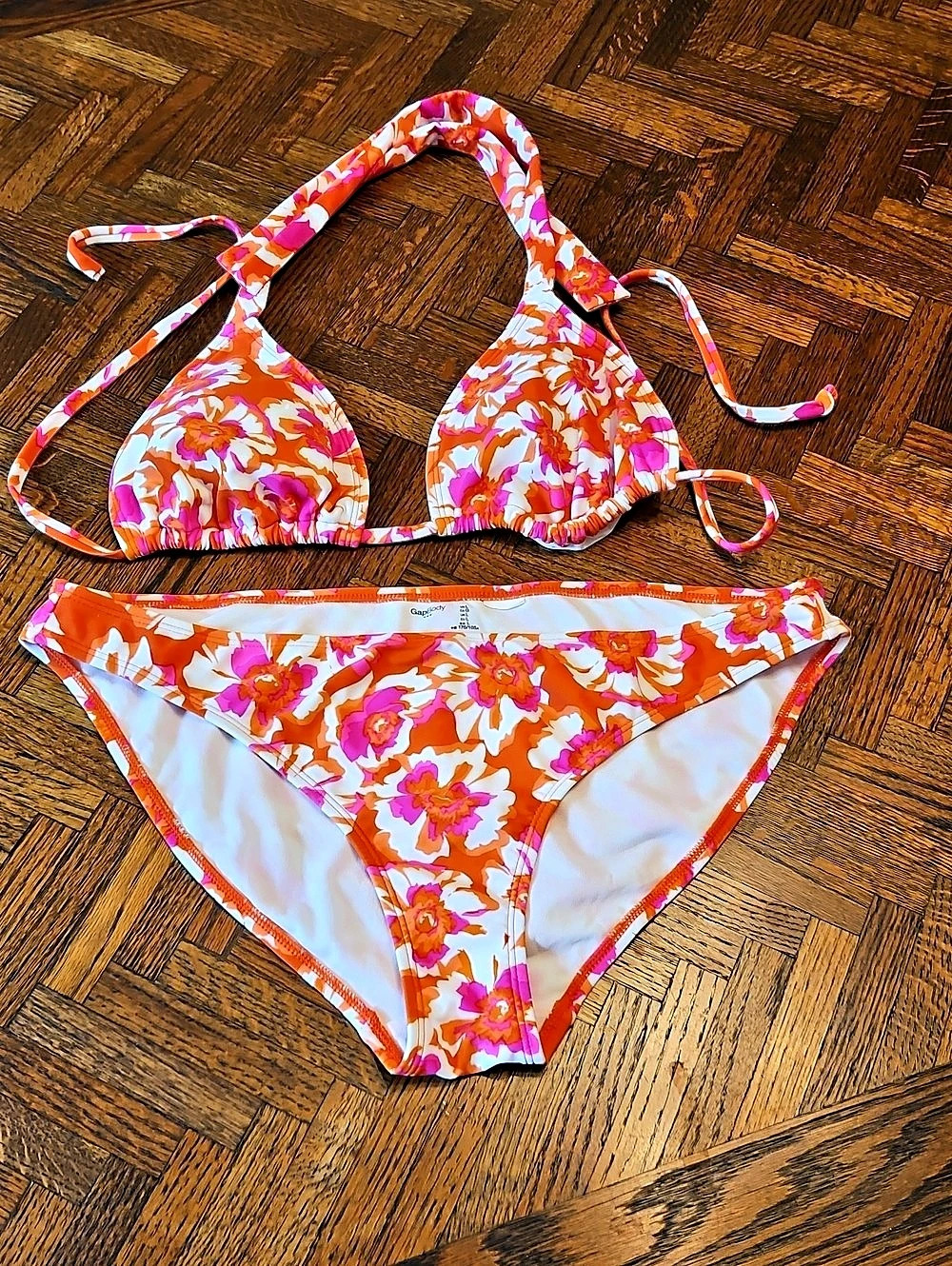 GapBody Floral Bikini Set in Orange & Pink.